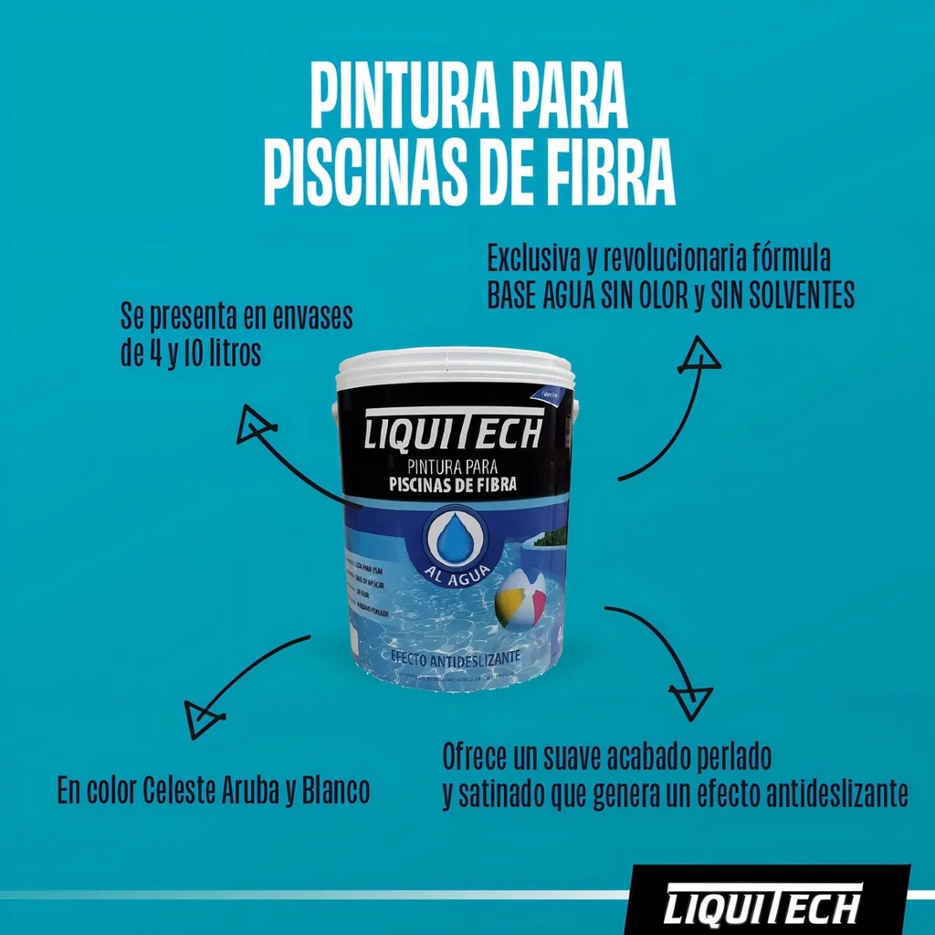 x4 Lt.PINTURA PISCINA FIBRA B/A CELESTE ARUBA