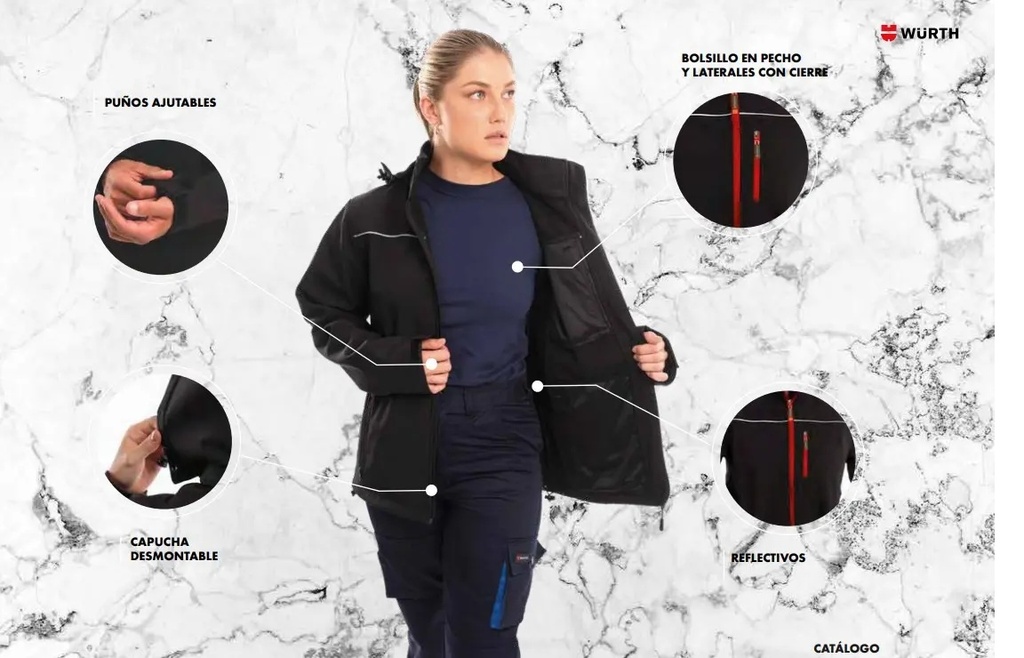 CAMPERA Wurth Neopreno Hybrid Talle L (Negra-Rojo)