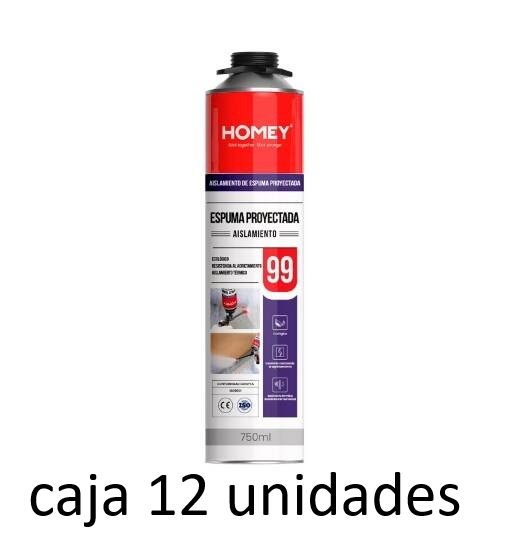 CAJA 12 UN.ESPUMA POLIUR DUAL VALVE HOMEY  750 Ml.