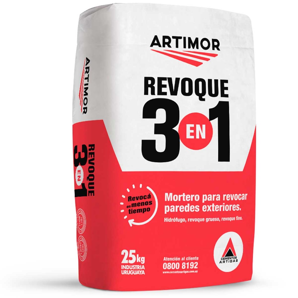 x 25 Kg. REVOQUE EXT. 3en1 MONOCAPA ARTIMOR